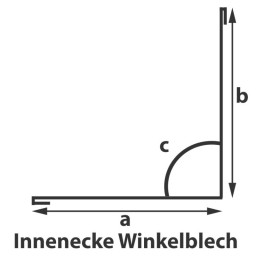 Innenwinkel- Innenecke 190 x 190 mm - 90&deg; - Stahlblech 60 my TTHD beschichtet