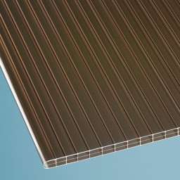Terrassendach Komplettset mit einfachem Alu Verlegeprofil bronce 16 Polycarbonat 6,108 m 2,50 m