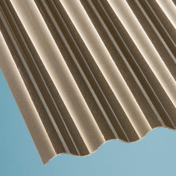 Terrassendach Komplettset Sinusplatte 76/18 C-Struktur gekräuselt Polycarbonat 2,5 mm bronce